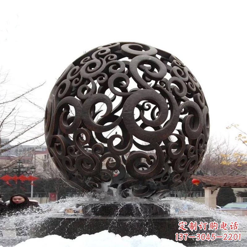 南京不锈钢镂空球水景喷泉雕塑