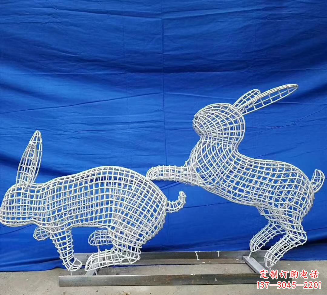 南京不锈钢镂空兔子公园动物雕塑