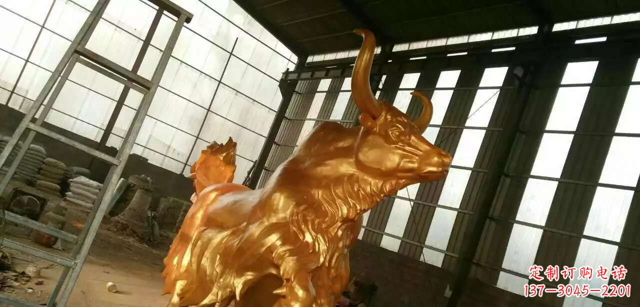 南京精美不锈钢牦牛钛金雕塑