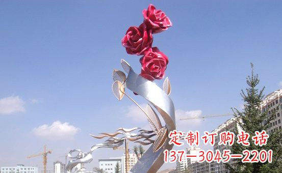 南京不锈钢玫瑰雕塑精致的艺术之美