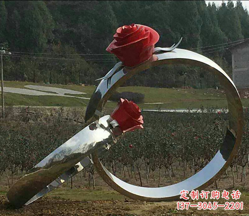南京不锈钢玫瑰雕塑精美的艺术珍品