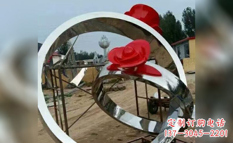 南京不锈钢玫瑰花戒指雕塑