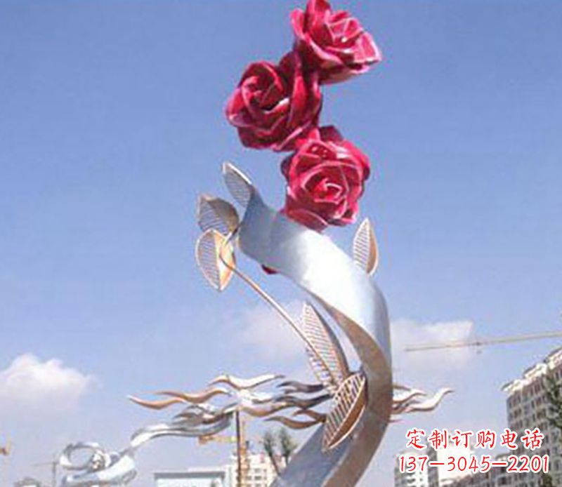 南京不锈钢玫瑰雕塑精美的艺术品
