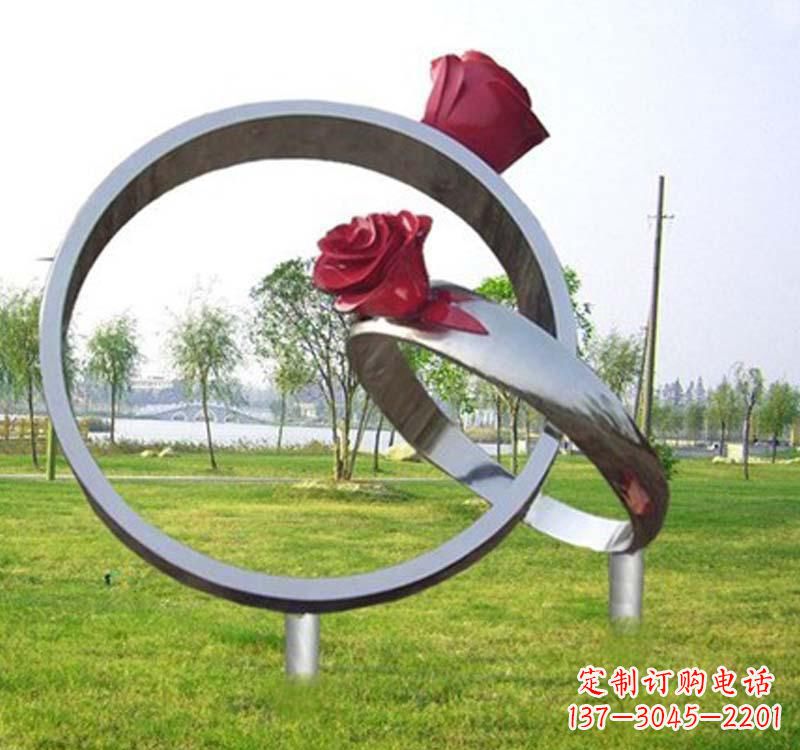 南京精美不锈钢玫瑰戒指雕塑
