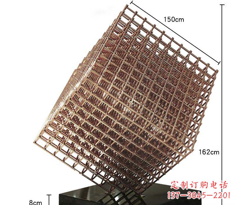 南京玫瑰金色几何雕塑