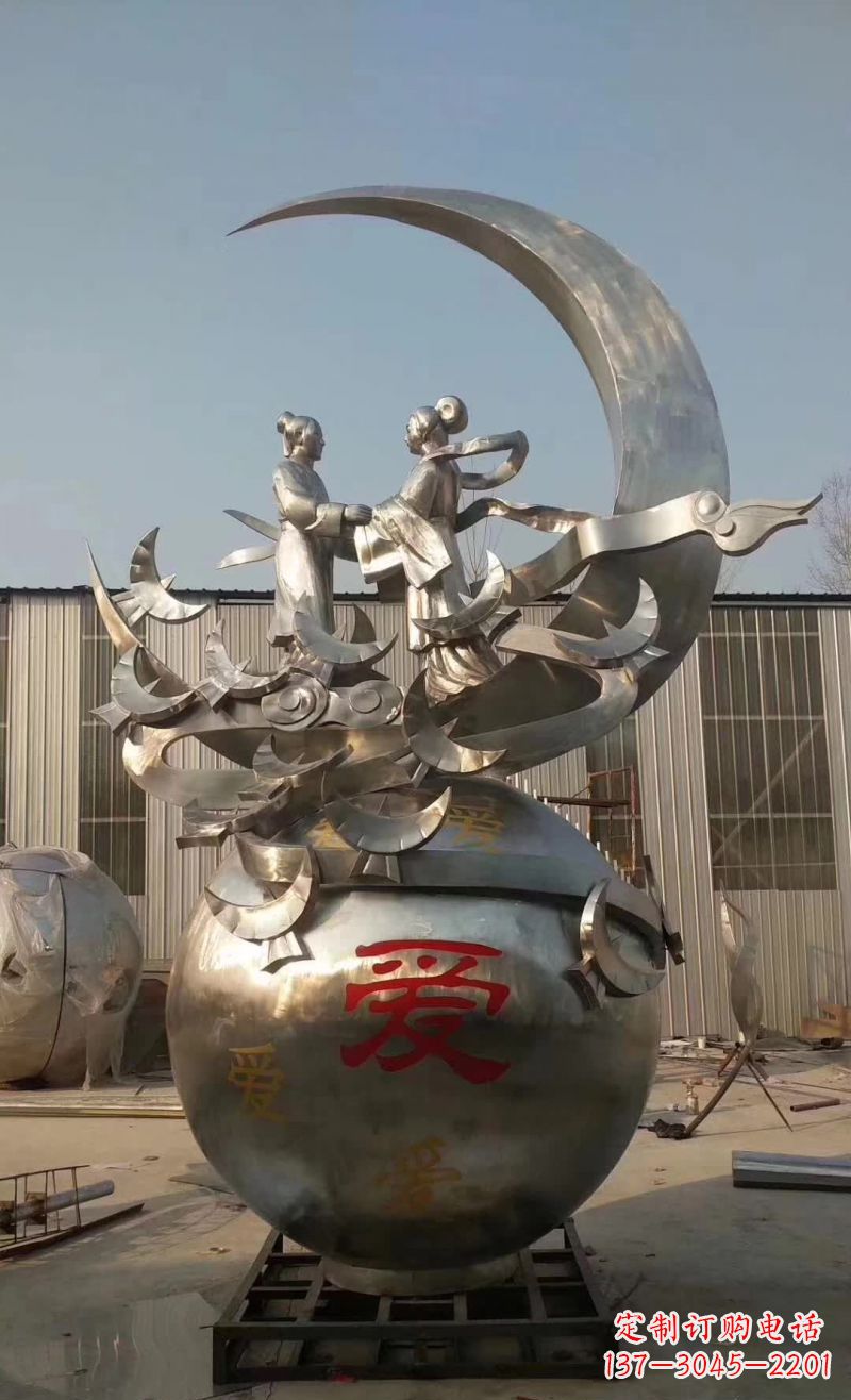南京不锈钢牛郎织女雕塑1
