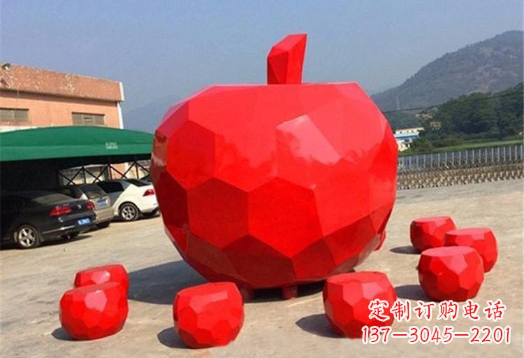 南京不锈钢喷漆苹果雕塑