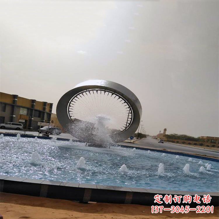 南京不锈钢喷泉水景环形雕塑