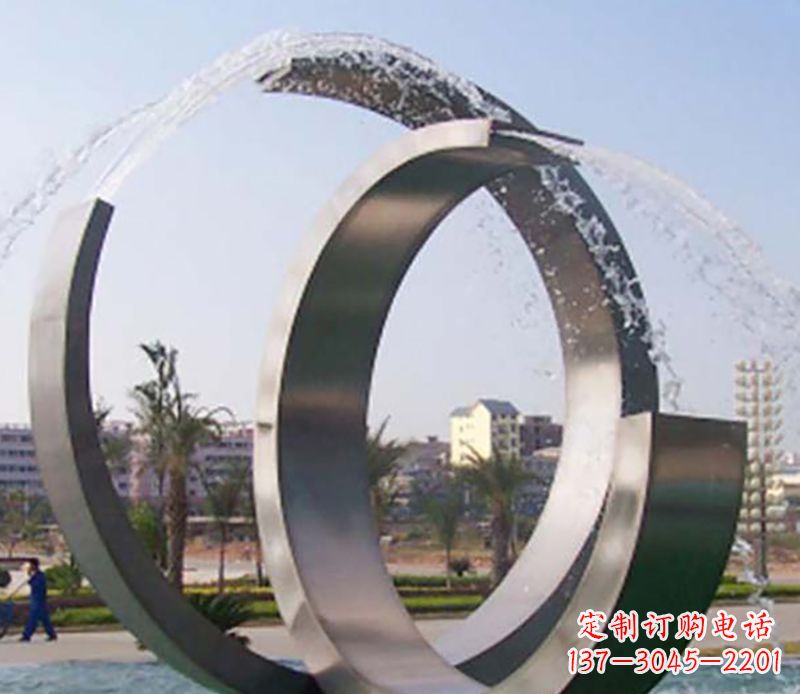 南京不锈钢情侣戒指雕塑象征爱情的永恒之物