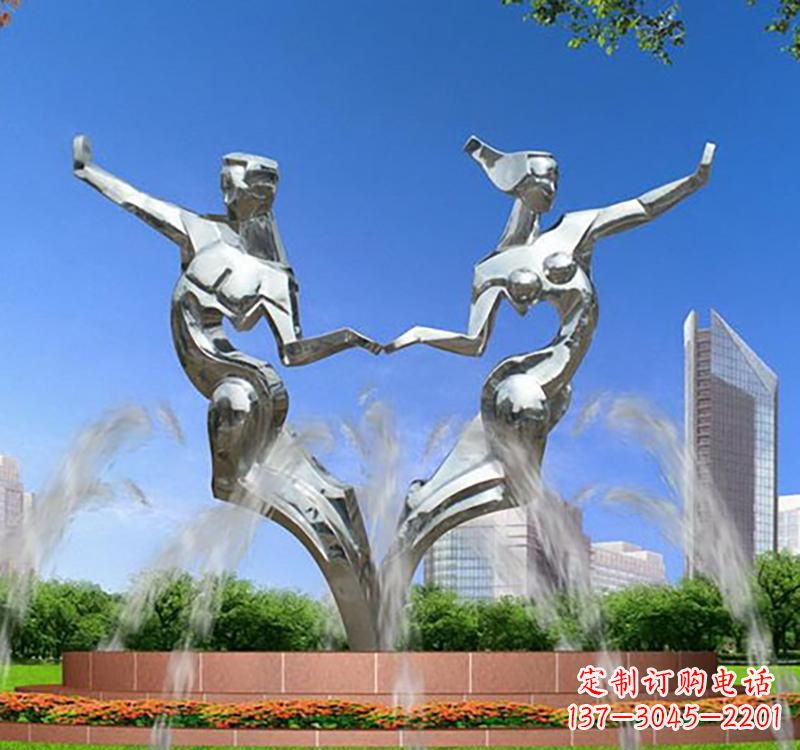 南京不锈钢情侣雕塑浪漫永恒的象征