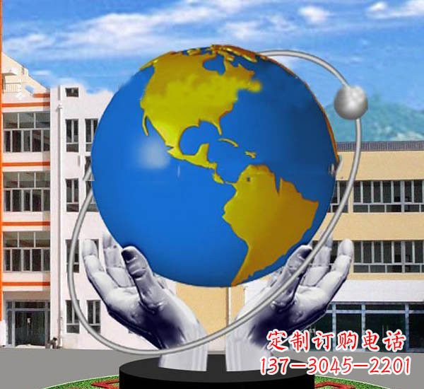 南京不锈钢手托地球抽象探索雕塑