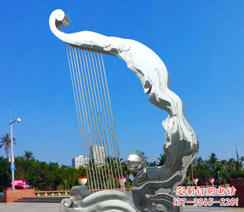 南京不锈钢竖琴乐器雕塑