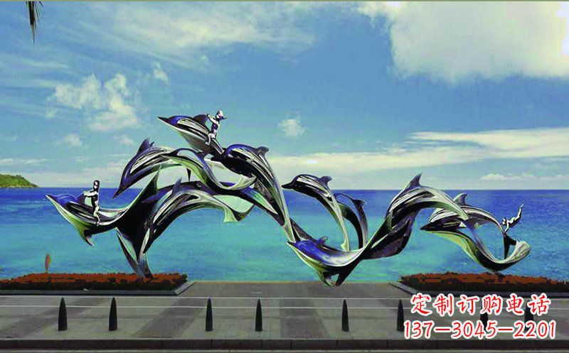 南京不锈钢海豚广场雕塑——精致而又活泼