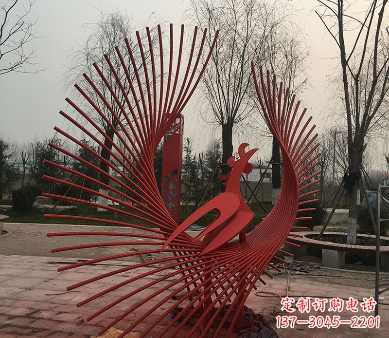 南京不锈钢网状凤凰雕塑精美的艺术之作