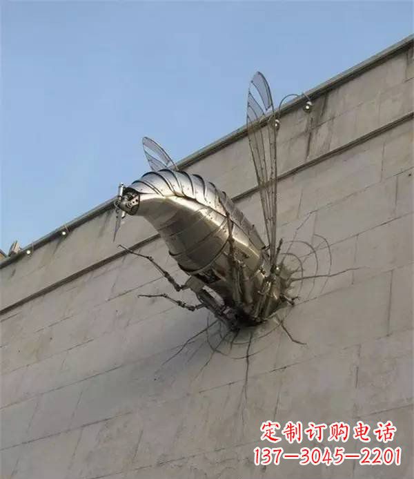 南京不锈钢无头苍蝇动物雕塑