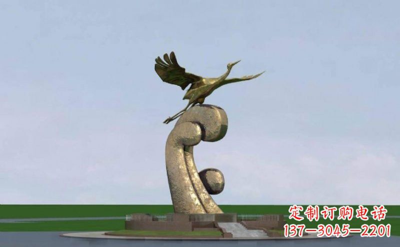 南京不锈钢仙鹤雕塑象征着美丽和宁静