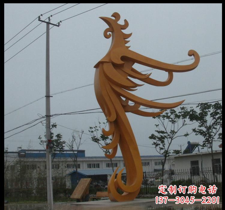 南京不锈钢现代抽象动物凤凰雕塑