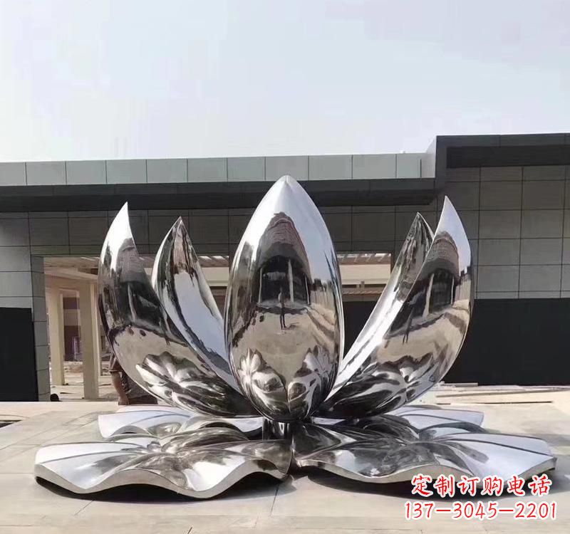 南京不锈钢现代镜面荷花雕塑精美绝伦