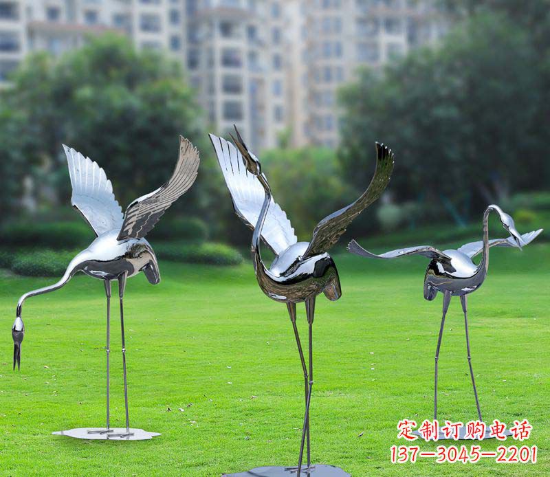 南京不锈钢祥瑞仙鹤雕塑