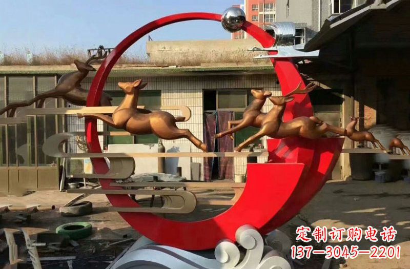 南京不锈钢制作的梅花鹿雕塑