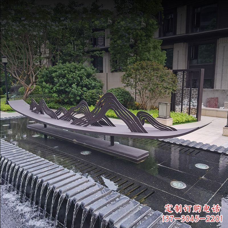 南京精美的不锈钢小船假山