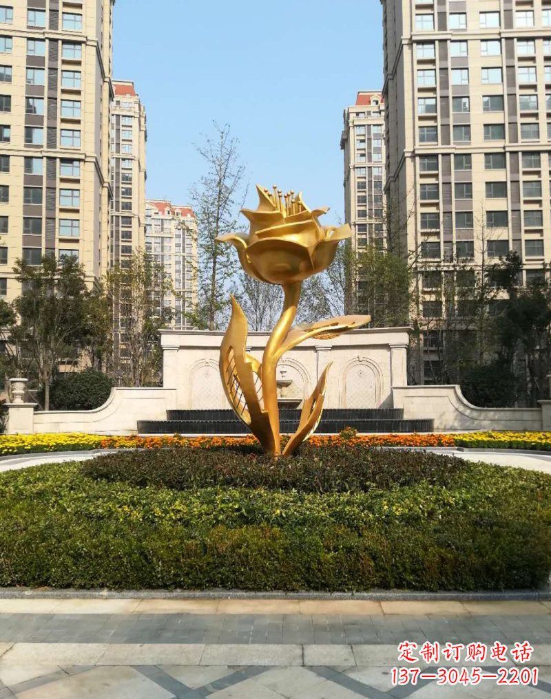 南京不锈钢小区玫瑰花雕塑浓郁情感的视觉体验