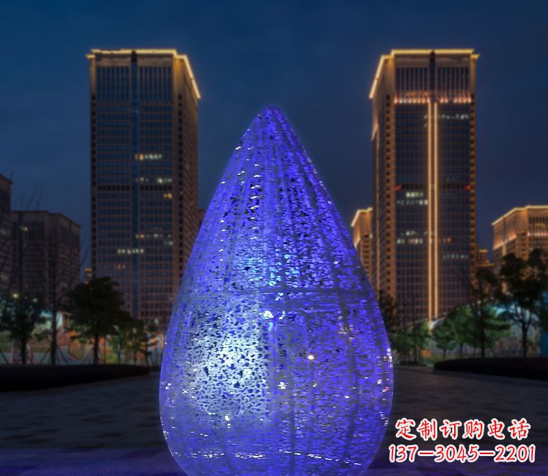 南京不锈钢小区照明美轮美奂的水滴雕塑