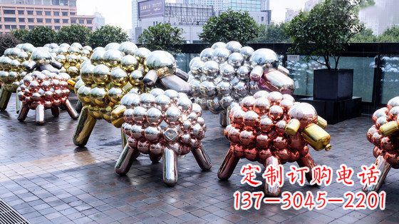 南京不锈钢小羊肖恩抽象动物雕塑