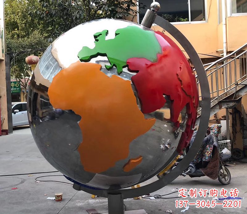 南京不锈钢校园地球仪雕塑 (2)