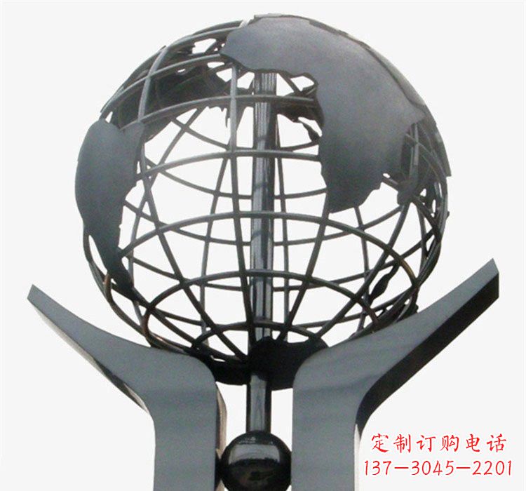 南京象征地球一体的不锈钢校园手托地球雕塑