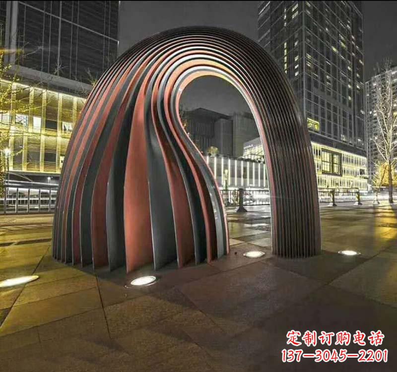 南京不锈钢异形拱门雕塑精致古典风格