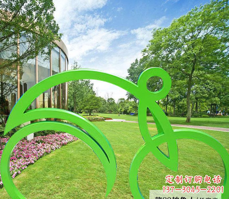 南京不锈钢荧光绿骑行艺术
