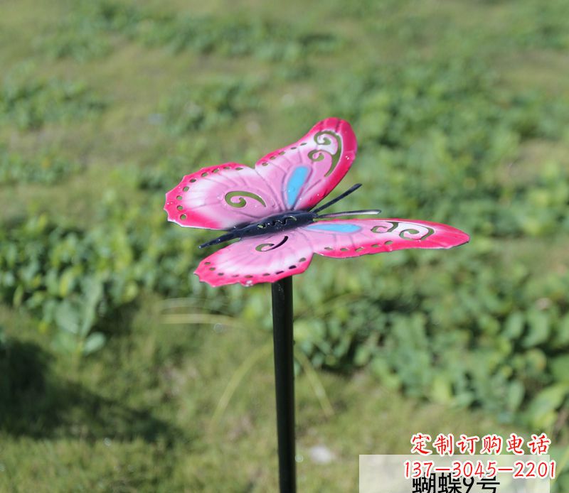 南京不锈钢园林彩色蝴蝶插件精美的蝴蝶雕塑