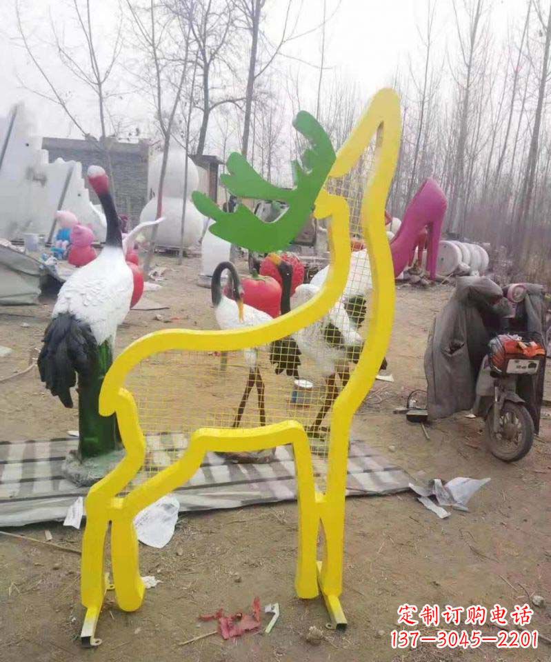 南京不锈钢园林造型景观小鹿雕塑