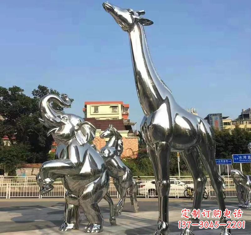 南京不锈钢园林长颈鹿雕塑