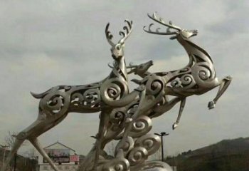 南京梅花鹿雕塑——祥云梅花鹿广场的标志