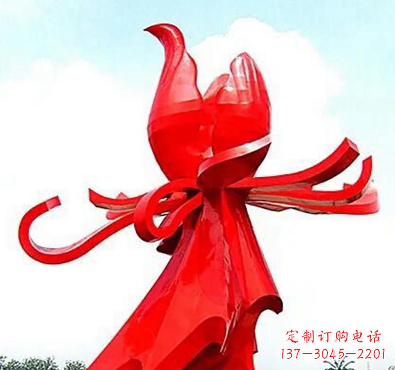 南京不锈钢玫瑰雕塑,传递爱与和平