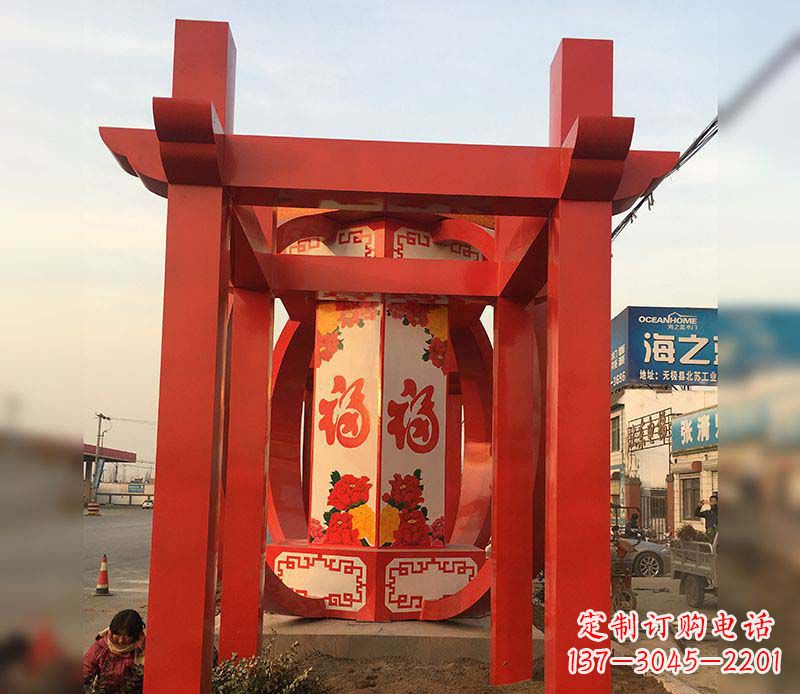 南京不锈钢灯笼雕塑——点亮中国梦