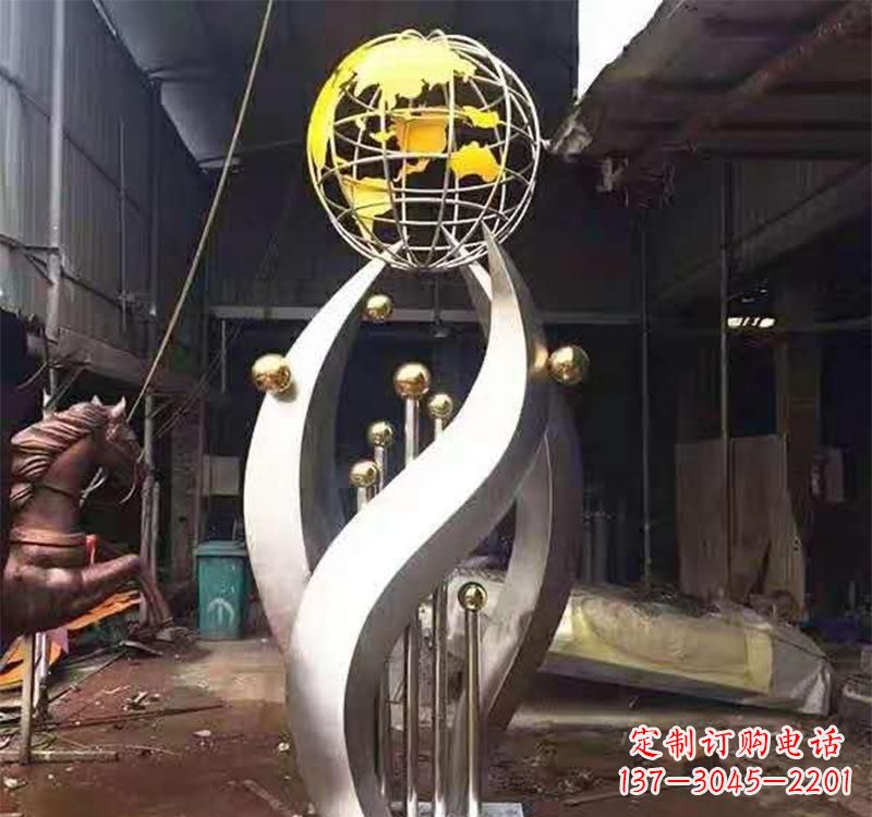 南京不锈钢转动地球仪雕塑——传承地球文明