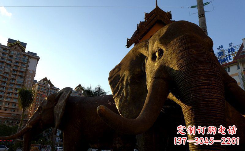 南京步行街大象景观铜雕