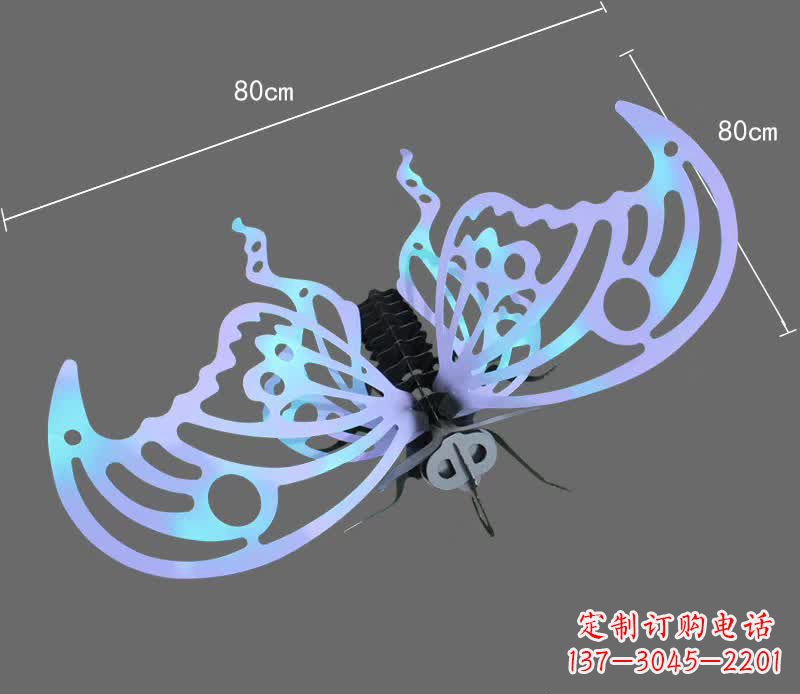 南京彩绘不锈钢蝴蝶雕塑宛如梦幻般的艺术之作