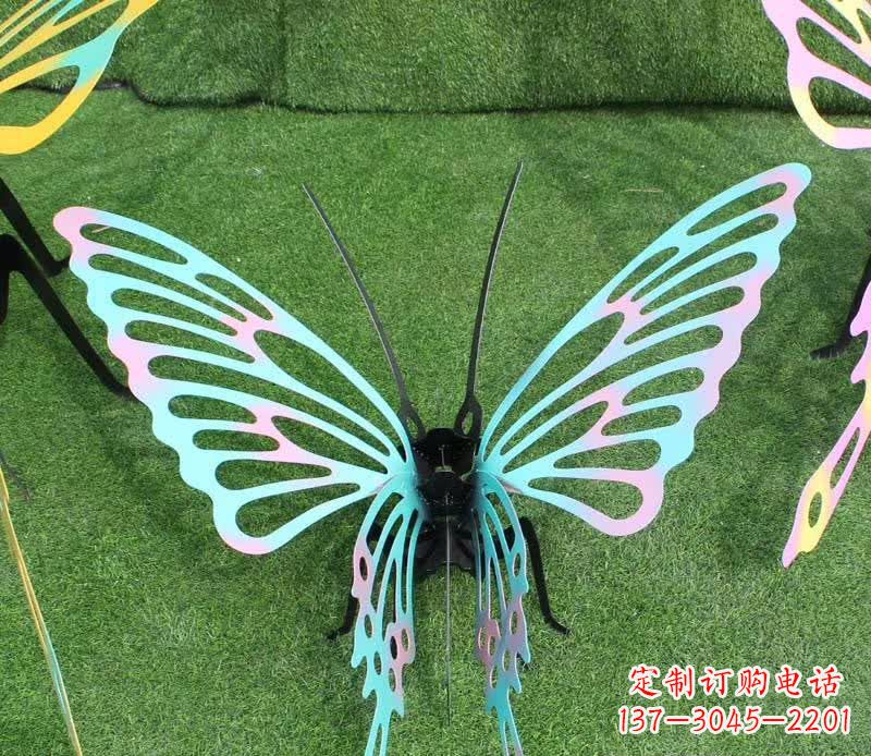 南京彩色不锈钢镂空蝴蝶雕塑精美又充满生机