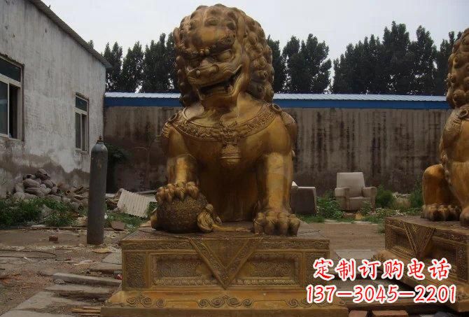 南京踩绣球狮子铜雕