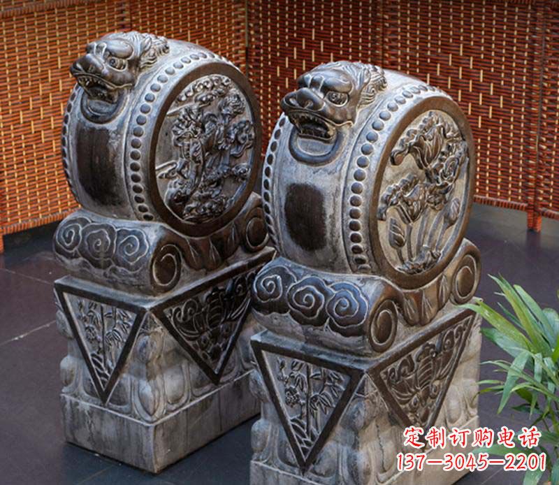 南京仿古石门墩雕塑,提升茶楼景观