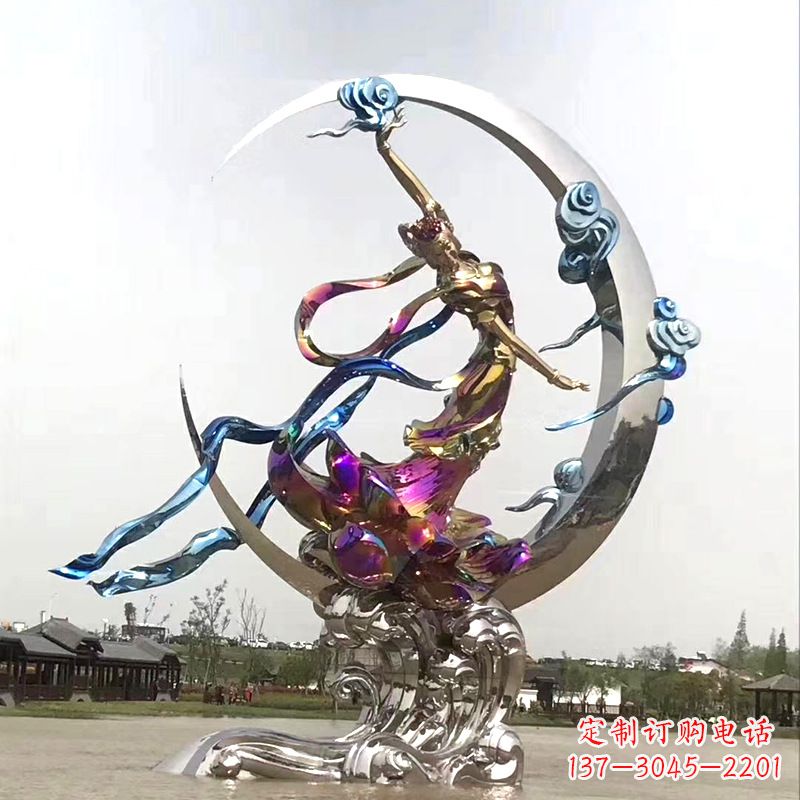南京中国古代神话传说中的嫦娥奔月不锈钢雕塑景观