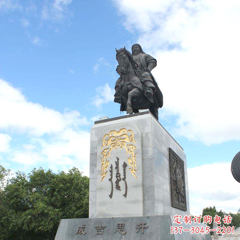 南京成吉思汗象征英雄的铜雕塑