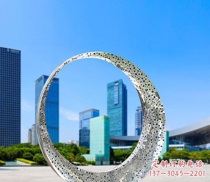 南京城市不锈钢灯饰圆环景观雕塑