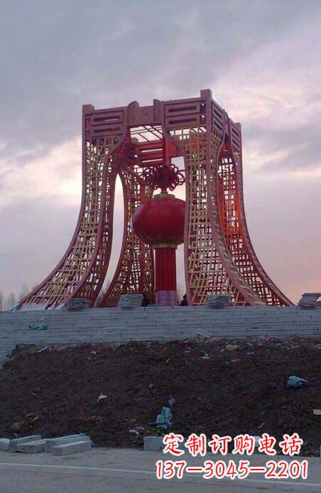 南京城市不锈钢发光的灯笼雕塑