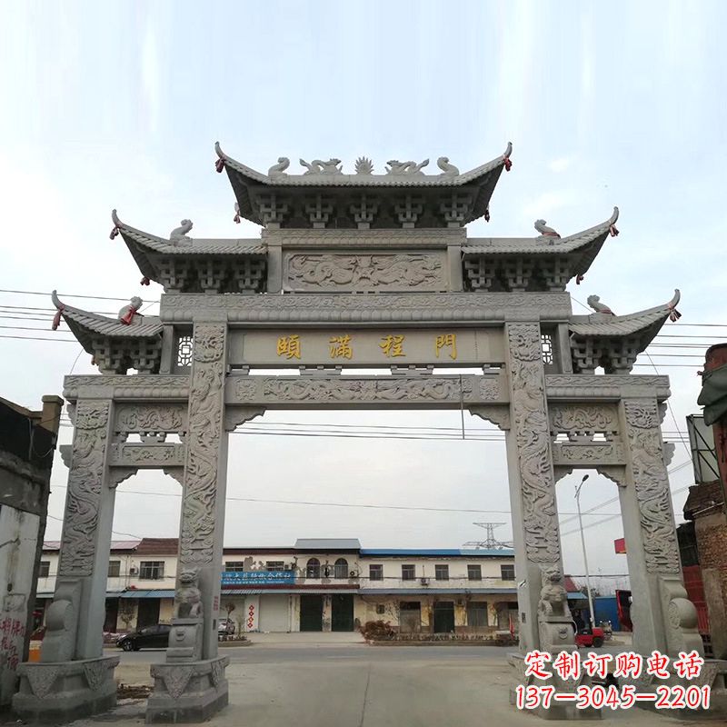 南京城市街道仿古石雕牌楼