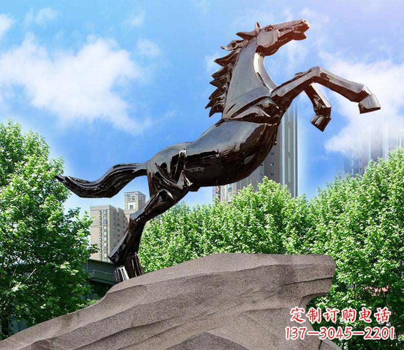 南京城市镜面不锈钢奔马雕塑